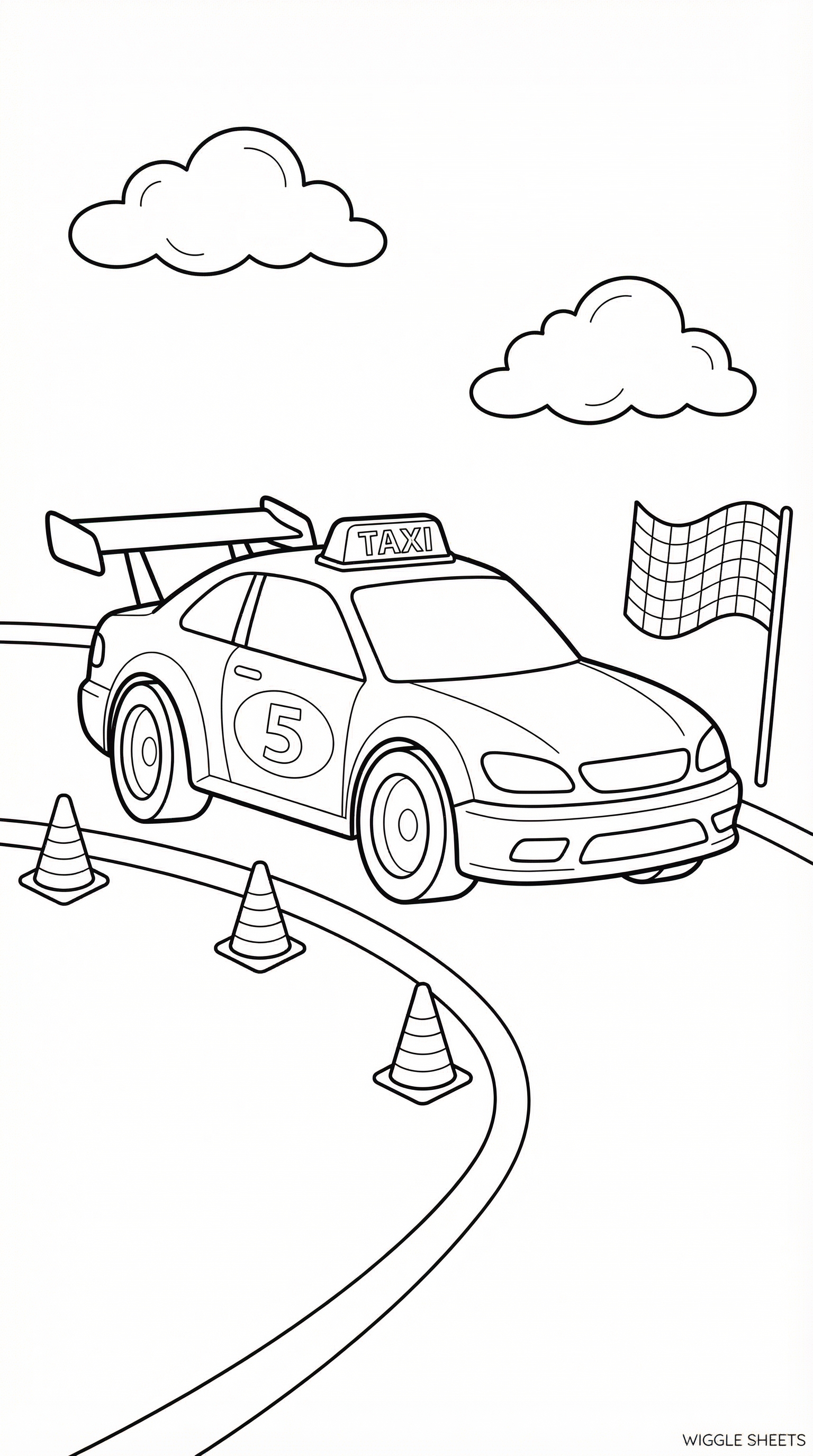 Taxi Race Car Coloring Page